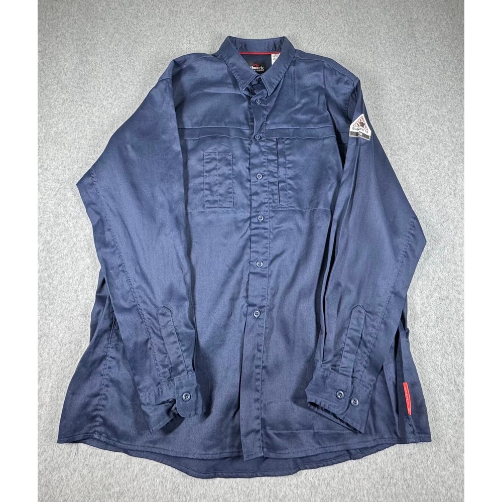 Bulwark FR iQ Series Flame Resistant Work Shirt Mens XL Blue Long Sleeve Button - Picture 1 of 7